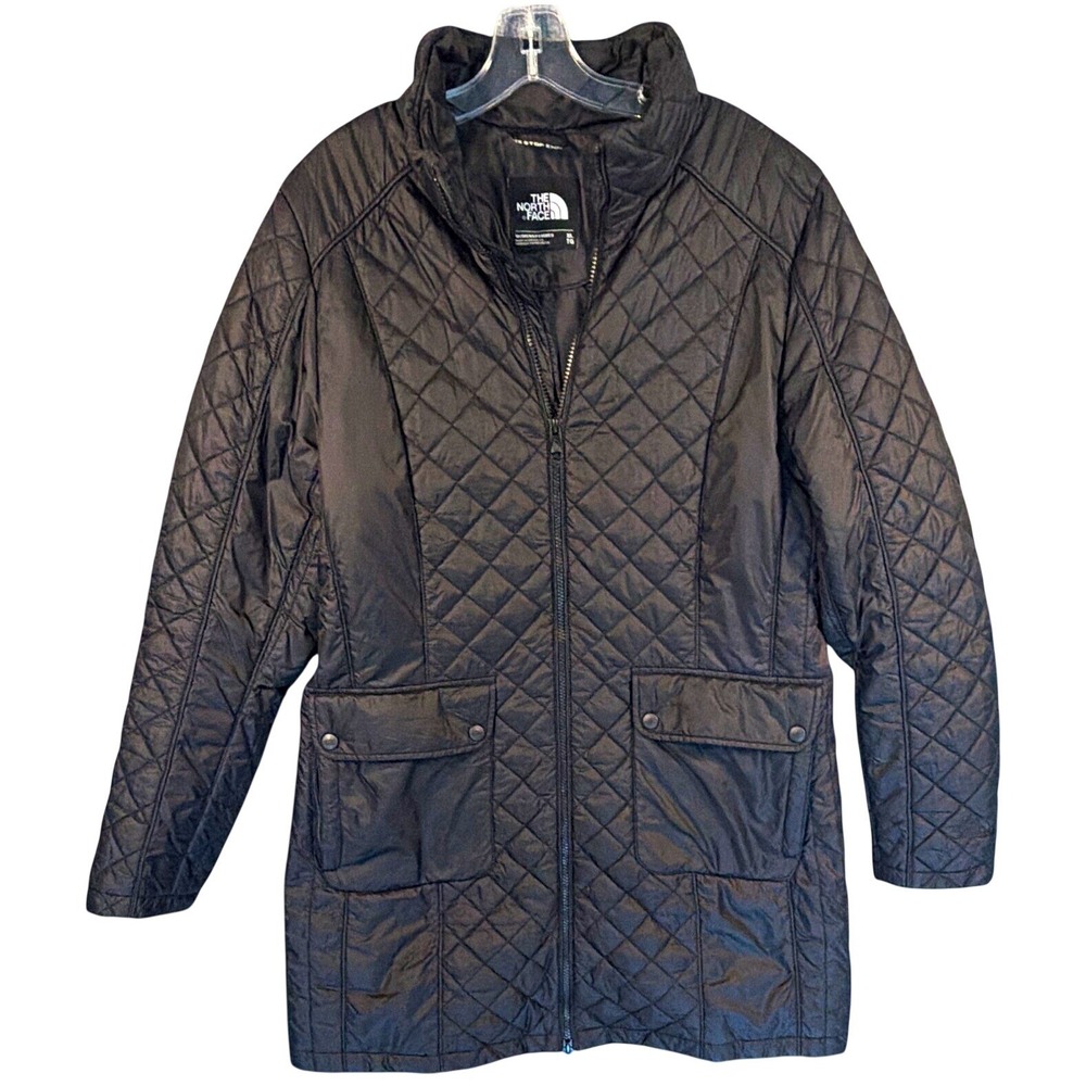 Women's XL Jacket, North Face, Quilted Parka, Black, Full Zip Mock Neck Puffer
